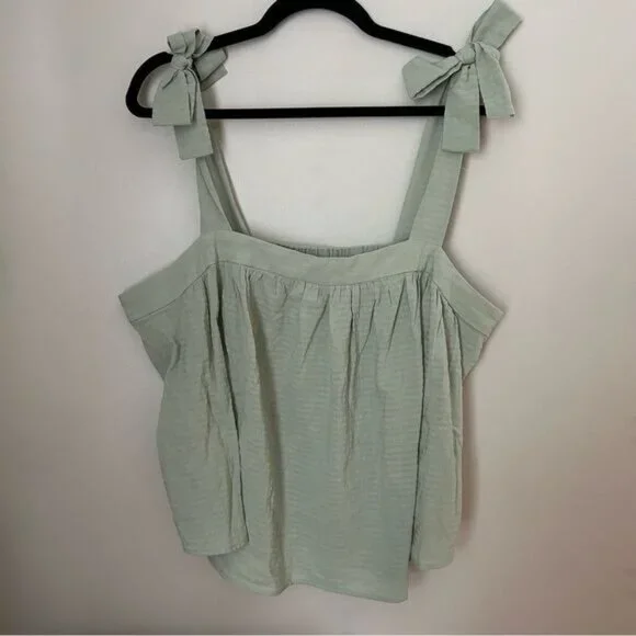 A.N.A. Tank Top Desert Sage Light Green Tie Straps Casual Neutral - Picture 8 of 8